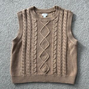 J. Crew Women's Brown Cable Knit Sweater Vest